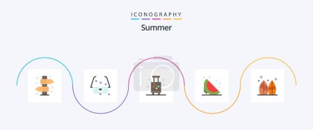 Illustration for Summer Flat 5 Icon Pack Including summer. dessert. sun. travel. suitcase - Royalty Free Image