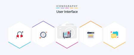Illustration for User Interface 25 Flat icon pack including . communication. open. chat. page - Royalty Free Image