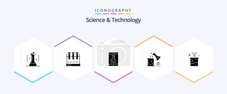 Illustration for Science And Technology 25 Glyph icon pack including data filtering. big data and science concept. smart lab. scientific research. science lab - Royalty Free Image