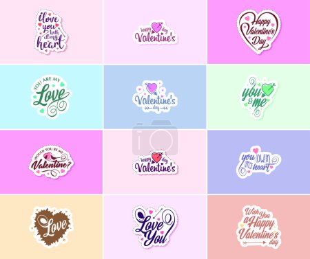 Téléchargez les illustrations : Valentine's Day Graphics Stickers to Show Your Love and Care - en licence libre de droit