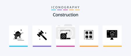 Téléchargez les illustrations : Construction Glyph 5 Icon Pack Including home. building. measure. construction. ruler. Creative Icons Design - en licence libre de droit