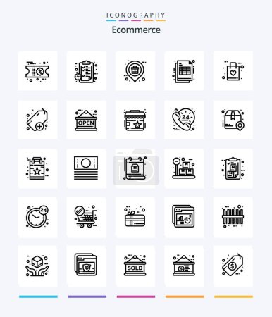 Illustration for Creative Ecommerce 25 OutLine icon pack  Such As bag. invoice. holder. cheaque. shopping - Royalty Free Image