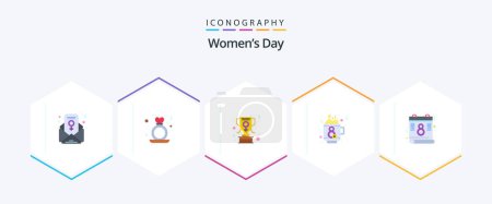 Téléchargez les illustrations : Womens Day 25 Flat icon pack including calendar. hot. women. day. women sign - en licence libre de droit