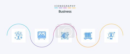 Illustration for Business Blue 5 Icon Pack Including light. bulb. earth. history. archive - Royalty Free Image