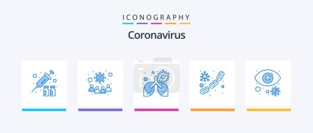 Ilustración de Coronavirus Blue 5 Icon Pack Including blood. microbe. virus. germs. pneumonia. Creative Icons Design - Imagen libre de derechos