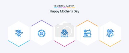 Illustration for Happy Mothers Day 25 Blue icon pack including . . mom. party. balloon - Royalty Free Image