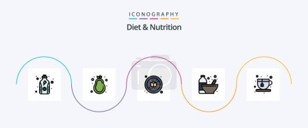 Illustration for Diet And Nutrition Line Filled Flat 5 Icon Pack Including tea. protein. no. nutrition. bottle - Royalty Free Image