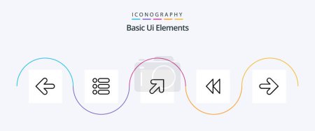Illustration for Basic Ui Elements Line 5 Icon Pack Including arrows. arrow. arrow. video. media - Royalty Free Image