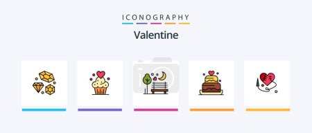 Téléchargez les illustrations : Valentine Line Filled 5 Icon Pack Including love. valentines. love. valentine. aroma. Creative Icons Design - en licence libre de droit