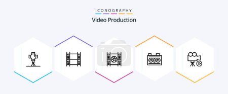 Illustration for Video Production 25 Line icon pack including camera . photography. media . photo . camera - Royalty Free Image