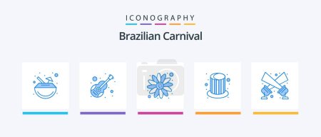 Téléchargez les illustrations : Brazilian Carnival Blue 5 Icon Pack Including floodlight. cap. violin. party. magic. Creative Icons Design - en licence libre de droit