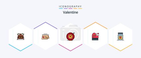 Téléchargez les illustrations : Valentine 25 FilledLine icon pack including valentine. passion. target. marriage. classic - en licence libre de droit