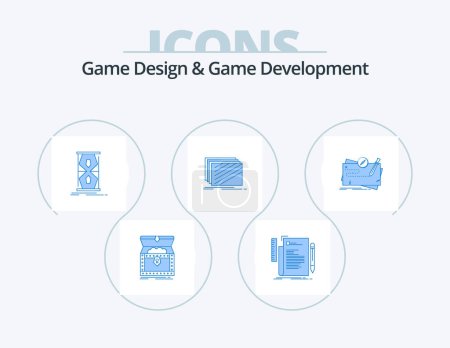 Ilustración de Game Design And Game Development Blue Icon Pack 5 Icon Design. layout. design. programming. time. early - Imagen libre de derechos