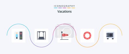 Ilustración de Vacations Flat 5 Icon Pack Including money. lifebuoy. air. life. wind - Imagen libre de derechos