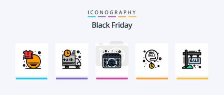 Ilustración de Black Friday Line Filled 5 Icon Pack Including shop. purchase. sale. shop. sale. Creative Icons Design - Imagen libre de derechos