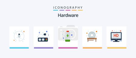 Illustration for Hardware Flat 5 Icon Pack Including . screen. battery. hd. drive. Creative Icons Design - Royalty Free Image