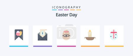 Illustration for Easter Flat 5 Icon Pack Including egg. holiday. bird. easter. candle. Creative Icons Design - Royalty Free Image