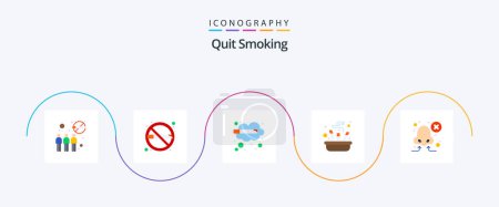 Illustration for Quit Smoking Flat 5 Icon Pack Including out. ashtray. cigarette. thinking. quit - Royalty Free Image