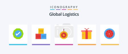 Illustration for Global Logistics Flat 5 Icon Pack Including watch. gift. badge. logistic. honor. Creative Icons Design - Royalty Free Image