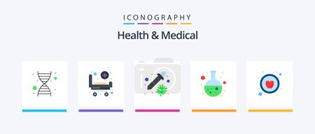 Illustration for Health And Medical Flat 5 Icon Pack Including healthy. apple. healthcare. research. flask. Creative Icons Design - Royalty Free Image