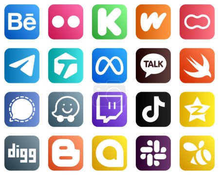 Ilustración de 20 Unique Social Media Icons such as swift. facebook. mothers and meta icons. Versatile and premium - Imagen libre de derechos