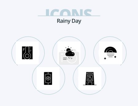 Ilustración de Rainy Glyph Icon Pack 5 Icon Design. weather. rainy. cloud. day. temperature - Imagen libre de derechos