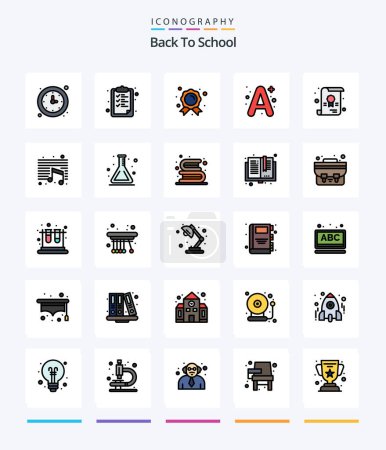 Illustration for Creative Back To School 25 Line FIlled icon pack  Such As certificate. education. education. a+. education - Royalty Free Image