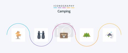 Téléchargez les illustrations : Camping Flat 5 Icon Pack Including camping. luggage. explore. hiking. camping - en licence libre de droit