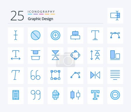 Téléchargez les illustrations : Design 25 Blue Color icon pack including point. anchor. plus. underline. font - en licence libre de droit