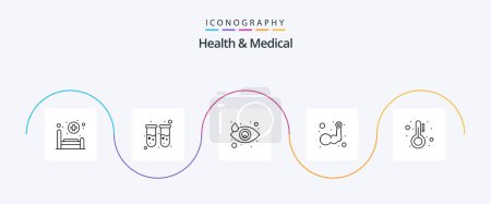 Illustration for Health And Medical Line 5 Icon Pack Including medicine. body building. crying. muscle. arm - Royalty Free Image