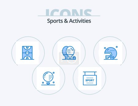 Téléchargez les illustrations : Sports and Activities Blue Icon Pack 5 Icon Design. game. athletics. sports. activities. game - en licence libre de droit