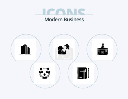 Illustration for Modern Business Glyph Icon Pack 5 Icon Design. business. architecture. business. skyscraper. pen - Royalty Free Image