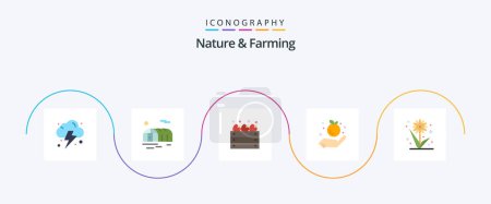 Ilustración de Nature And Farming Flat 5 Icon Pack Including . plant. farm. flower. apple - Imagen libre de derechos
