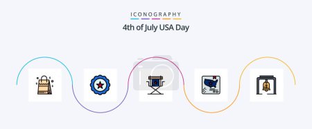 Illustration for Usa Line Filled Flat 5 Icon Pack Including alert. map. chair. flag. television - Royalty Free Image