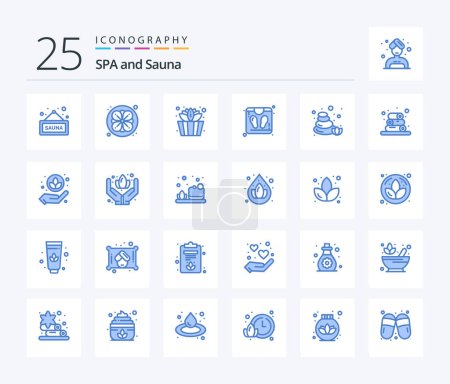 Téléchargez les illustrations : Sauna 25 Blue Color icon pack including towels. nature. sauna. sauna. sauna - en licence libre de droit