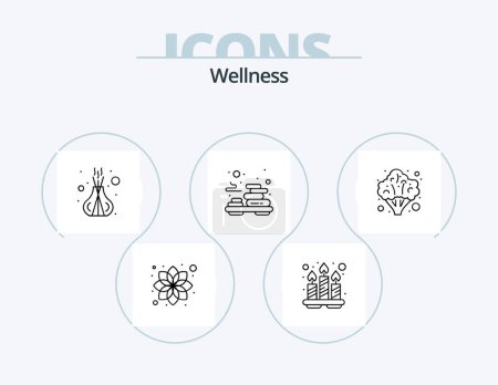 Illustration for Wellness Line Icon Pack 5 Icon Design. health. juice. relax. health. drink - Royalty Free Image