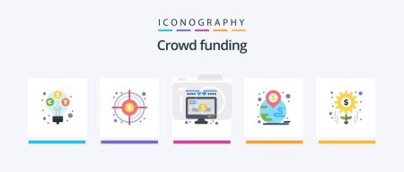 Ilustración de Crowdfunding Flat 5 Icon Pack Including management. location. charity. landmark. financial. Creative Icons Design - Imagen libre de derechos