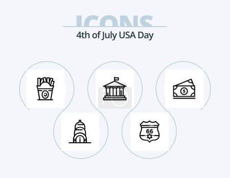 Illustration for Usa Line Icon Pack 5 Icon Design. launcher. american. usa. flag. holiday - Royalty Free Image