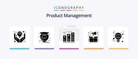 Téléchargez les illustrations : Product Management Glyph 5 Icon Pack Including box. marketing. parcel. management. processing. Creative Icons Design - en licence libre de droit