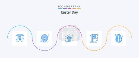 Illustration for Easter Blue 5 Icon Pack Including holiday. easter. cross. flag. easter - Royalty Free Image