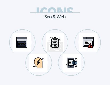 Ilustración de Seo and Web Line Filled Icon Pack 5 Icon Design. net. communication. web. mail. contact - Imagen libre de derechos