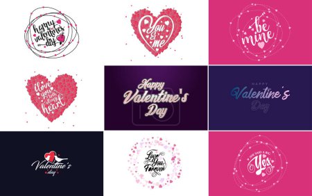 Illustration for Happy Valentine's Day typography design with a heart-shaped balloon and a gradient color scheme - Royalty Free Image