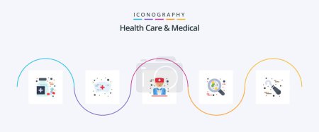 Téléchargez les illustrations : Health Care And Medical Flat 5 Icon Pack Including stomatology. dental. male. red. cell - en licence libre de droit