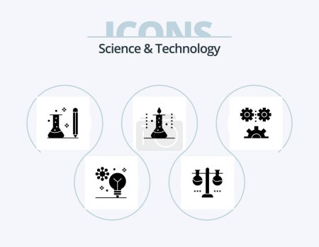 Téléchargez les illustrations : Science And Technology Glyph Icon Pack 5 Icon Design. science. laboratory. test flask. science. knowledge - en licence libre de droit