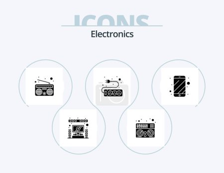 Illustration for Electronics Glyph Icon Pack 5 Icon Design. . phone. media. mobile. socket - Royalty Free Image