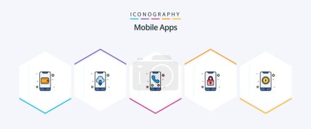Illustration for Mobile Apps 25 FilledLine icon pack including app. mobile. call. lock. security - Royalty Free Image