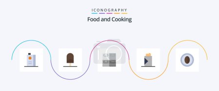 Téléchargez les illustrations : Food Flat 5 Icon Pack Including drink. coffee. kitchen. shawarma. fast food - en licence libre de droit