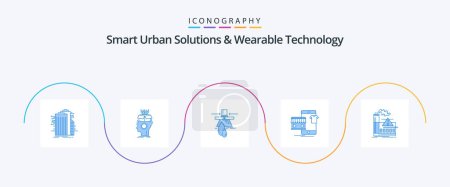 Illustration for Smart Urban Solutions And Wearable Technology Blue 5 Icon Pack Including garments. pollution. digital. factory. leak - Royalty Free Image