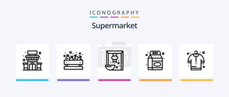 Illustration for Supermarket Line 5 Icon Pack Including store. building. shop. rice. cereal. Creative Icons Design - Royalty Free Image
