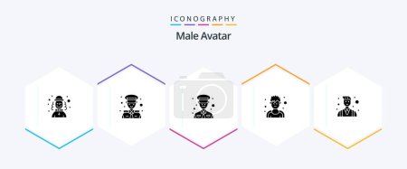 Illustration for Male Avatar 25 Glyph icon pack including entrepreneur. boss. man. sportsman. exerciser - Royalty Free Image